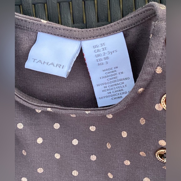 Tahari Girls Gray Gold Polka Dot Dress Size 3T - Picture 12 of 12